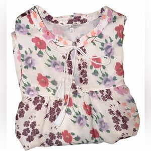 Lucky Brand Floral Blouse - Cream, Red, Purple